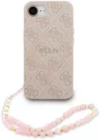 Guess PU Leather 4G Colored Ring Strap MagSafe dėklas skirtas Apple iPhone 16e rožinės spalvos