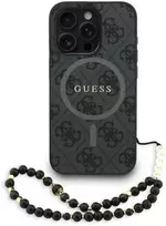 Guess PU Leather 4G Colored Ring Strap MagSafe dėklas skirtas Apple iPhone 15 Pro juodos spalvos