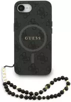 Guess PU Leather 4G Colored Ring Strap MagSafe dėklas skirtas Apple iPhone 16e juodos spalvos