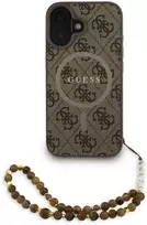 Guess PU Leather 4G Colored Ring Strap MagSafe dėklas skirtas Apple iPhone 16 rudos spalvos