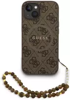 Guess PU Leather 4G Colored Ring Strap MagSafe dėklas skirtas Apple iPhone 15 rudos spalvos