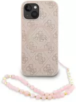 Guess PU Leather 4G Colored Ring Strap MagSafe dėklas skirtas Apple iPhone 13 rožinės spalvos