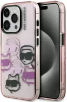 Karl Lagerfeld IML Multi K&CH Heads dėklas Apple iPhone 15 Pro rožinės spalvos