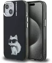 Karl Lagerfeld IML Aquarelle Choupette dėklas Apple iPhone 15 juodos spalvos