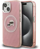 Karl Lagerfeld IML K&CH Heads Repeated Logo MagSafe dėklas Apple iPhone 15 rožinės spalvos
