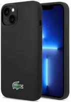 Lacoste Liquid Silicone Microfiber Croc Logo MagSafe dėklas skirtas iPhone 14,15,16 juodos spalvos