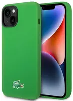 Lacoste Liquid Silicone Microfiber Croc Logo MagSafe dėklas skirtas iPhone 14 žalios spalvos