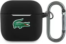 Lacoste Liquid Silicone Croc Logo dėklas skirtas Apple AirPods 4 juodos spalvos