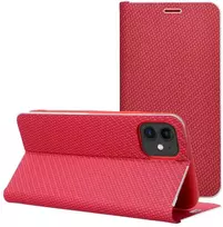 Dėklas Oem Flip case for iPhone 17 PRO MAX Luna Book Carbon red