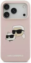 Karl Lagerfeld Liquid Silicone Double Heads MagSafe dėklas skirtas Apple iPhone 17 Pro rožinės spalvos