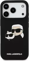 Karl Lagerfeld Liquid Silicone Double Heads MagSafe dėklas skirtas Apple iPhone 17 Pro juodos spalvos