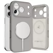 „Tech-Protect“ silikoninis „MagSafe“ dėklas, skirtas „iPhone 17 Pro“ – pilkas