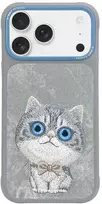 NIMMY dėklas BIG EYED PET 2.0 Cat, skirtas IPHONE 17 Pro, pilkas