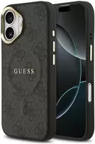 Guess PU Leather 4G Gold Frame MagSafe dėklas skirtas Apple iPhone 17 juodos spalvos