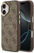 Guess PU Leather 4G Gold Frame MagSafe dėklas skirtas Apple iPhone 17 rudos spalvos