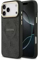 Guess PU Leather 4G Gold Frame MagSafe dėklas skirtas Apple iPhone 17 Pro Max juodos spalvos