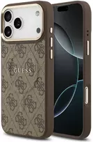 Guess PU Leather 4G Gold Frame MagSafe dėklas skirtas Apple iPhone 17 Pro Max rudos spalvos