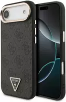 Guess PU Leather 4G Triangle Logo Gold Frame MagSafe dėklas skirtas Apple iPhone 17 Air juodos spalvos