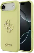 Guess Liquid Silicone 4G Metal Logo dėklas skirtas Apple iPhone 17 Air geltonos spalvos