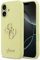 Guess Liquid Silicone 4G Metal Logo dėklas skirtas Apple iPhone 17 geltonos spalvos