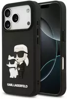Karl Lagerfeld 3D Rubber Karl and Choupette dėklas skirtas Apple iPhone 17 Pro juodos spalvos