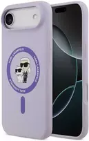 Karl Lagerfeld Liquid Silicone Karl and Choupette MagSafe dėklas skirtas Apple iPhone 17 Air Violetinė