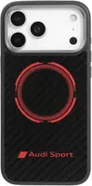 Dėklas Audi RSQ Carbon Fiber Sport Raudona Circle MagSafe skirtas Apple iPhone 17 Pro Max juodos spalvos