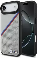 Dėklas BMW M Tricolor Metal Logo MagSafe skirtas Apple iPhone 17 Air pilkos spalvos