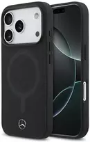 Dėklas Mercedes Plain Smooth Leather MagSafe skirtas Apple iPhone 17 Pro juodos spalvos