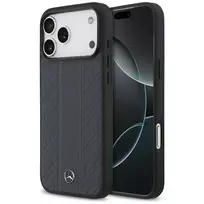Dėklas Mercedes Leather Laurel Leaves Stripes MagSafe skirtas Apple iPhone 17 Pro Max mėlynos spalvos