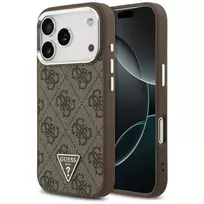 GUESS dėklas, skirtas IPHONE 17 Pro, suderinamas su MagSafe GUHMP17LP4TSRCMW (PU 4G su trikampio logotipu SL), ruda