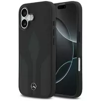 Dėklas Mercedes Leather The Move MagSafe skirtas Apple iPhone 17 juodos spalvos
