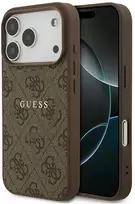 GUESS dėklas, skirtas IPHONE 17 Pro, suderinamas su MagSafe GUHMP17LG4GFRW (PU 4G Ring Classic Logo) rudas