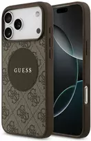 Originalus GUESS 4G Circle Classic Logo MagSafe dėklas, skirtas Apple iPhone 17 Pro Max, rudos spalvos
