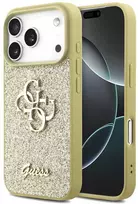 Guess Fixed Glitter Big 4G dėklas skirtas Apple iPhone 17 Pro aukso spalvos
