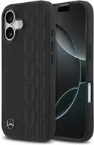 Original dėklas MERCEDES Leather Laurel Leaves MagSafe skirtas Apple iPhone 17 juodos spalvos