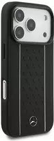 Mercedes Leather Star Pattern Stripes MagSafe dėklas skirtas Apple iPhone 17 Pro juodos spalvos