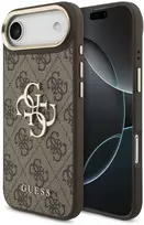 Guess PU Leather 4G Metal Logo Gold Frame dėklas skirtas Apple iPhone Air rudos spalvos