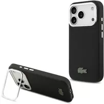 Lacoste Iconic Petit Pique Camera Stand MagSafe dėklas skirtas Apple iPhone 17 Pro juodos spalvos