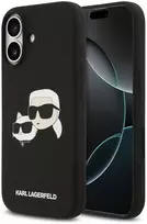 Karl Lagerfeld Liquid Silicone Double Heads MagSafe dėklas skirtas Apple iPhone 17 juodos spalvos