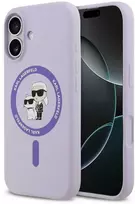Karl Lagerfeld Liquid Silicone Karl and Choupette MagSafe dėklas skirtas Apple iPhone 17 violetinės spalvos