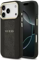 GUESS dėklas, skirtas IPHONE 17 Pro, suderinamas su MagSafe GUHMP17LPG4SEMCK (PU su 4G juostele), juodas
