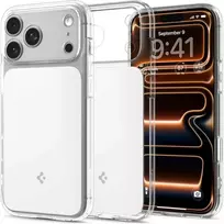 „Spigen Ultra Hybrid T“ „MagSafe“ dėklas, skirtas „iPhone 17 Pro“ – skaidrus ir baltas