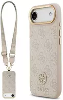 Original dėklas GUESS 4G Strass Logo & Big Strap Metal Mygtukai MagSafe skirtas Apple iPhone 17 Air pink