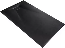 Stačiakampis dušo padėklas Besco Vexo Juodas, 100 x 80 cm