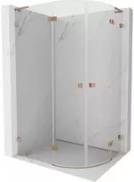 Dušo kabina Mexen Lunar L, pusapvalė, kairė, 90 x 70 cm, transparent/brushed copper