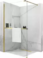 Walk-in dušo sienelė Rea Aero N Evo su lentynėle/kabykla, Gold, 110 cm