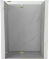 Dušo durys Mexen Lunar, kairinės, 140 cm, transparent/brushed auksinis