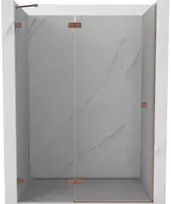 Dušo durys Mexen Lunar, kairinės, 130 cm, transparent/brushed copper