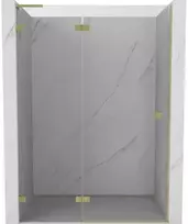 Dušo durys Mexen Lunar L, kairė, 140 cm, transparent/brushed auksinis